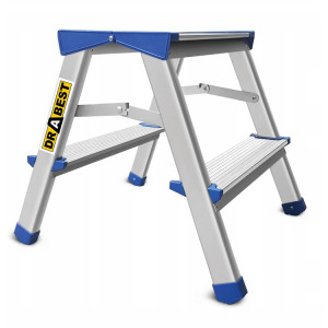 Drabina aluminiowa dwustronna - taboret 'Drabest AL-DD2-N-CZ-M' 2 x 2 0,4m, nośność 150 kg