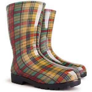 Buty kalosze młodzieżowo-damskie 'Demar 0054B-37 RAINNY PRINT' kratka zielona - rozmiar 37/38