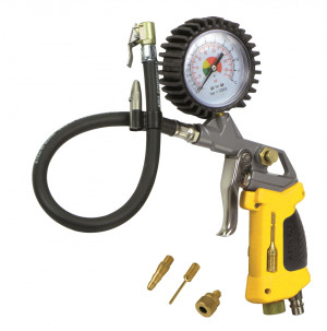 Pistolet do pompowania kół z manometrem 'Stanley 150532XSTN614' maks. ciśnienie 10bar + 3 końcówki + lampka LED