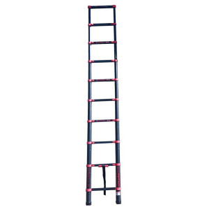 Drabina aluminiowa teleskopowa Ega Draumet 6476 antypoślizgowe stopnie, czarno-czerwona, udźwig 150kg - 2,9m