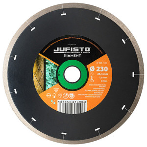 Tarcza diamentowa Jufisto DCB-1123 230 x 1,8 x 25,4mm z nacięciami, diament klasy A, do pracy na mokro i sucho (ceramika, marmur, gres, beton, granit)