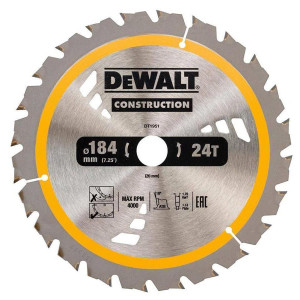 Piła tarczowa DeWALT DT1951-QZ CONSTRUCTION do drewna z gwoździami 184mm x 20 x 24zęb