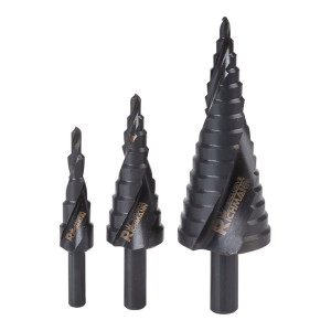 Wiertła stopniowe, choinkowe spiralne do metalu Richmann Exclusive C9272 INDUSTRY, komplet 3szt ( 4-12 mm; 4-20 mm; 4-32 mm)