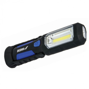 Latarka akumulatorowa 'Dedra L1022' 3W COB LED + 1W LED, zasilacz USB 230V/12V