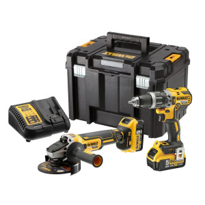 Zestaw Combo DCK2080P2T-QW: Wiertarko-wkrętarka udarowa DCD796 + Szlifierka kątowa DCG405 DeWALT 18V Li-Ion 2 x 5,0ah