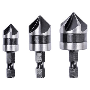 Zestaw pogłębiaczy, fazowników do drewna, aluminium i PVC Drel XFD-1903 1/4" 12, 16, 19mm