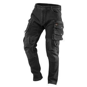 Spodnie robocze do pasa 'Neo 81-236-XXL' Denim (Jeans) ze wzmocnieniami na kolanach, czarne - rozmiar XXL
