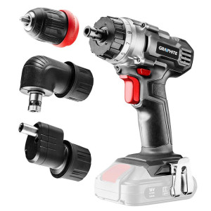 Wiertarko-wkrętarka akumulatorowa 'Graphite 58G022-AD Energy+' 18V, Li-lon, zdejmowany uchwyt 10mm + dodatkowy uchwyt kątowy i krawędziowy, (bez akumulatorów i ładowarki)