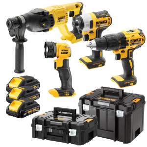 Zestaw Combo DCK440L3T-QW : Wiertarko-wkrętarka udarowa DCD778+Młotowiertarka DCH133+Zakrętak DCF787+Latarka DCL040 DeWALT Li-lion 3 x 3.0Ah w walizkach TSTAK