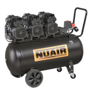 Kompresor bezolejowy 'NU AIR' SILTEK TB100T 4KM, 3000W, 100L, 330L/min, 8 bar z trzema cichymi pompami OL150LT , profesjonalny - (3 lata gwarancji) - wyciszony 64dB