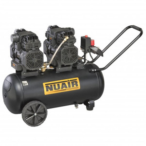 Kompresor bezolejowy 'NU AIR' SILTEK TB50D 3KM, 2200W, 50L, 320L/min, 8 bar pompa OL150TB , profesjonalny - (3 lata gwarancji) - wyciszony 59dB