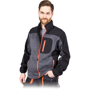 Bluza ochronna 'Foreco' czarno-pomarańczowa zasuwana, softshellowe wstawki - rozmiar M