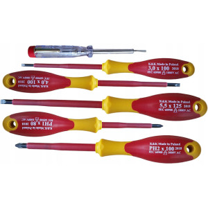 Zestaw wkrętaków elektrycznych K&K KK23GNPH KK23GNPH (SL,PH) 5szt.+ próbnik napięcia 1000V - produkt polski