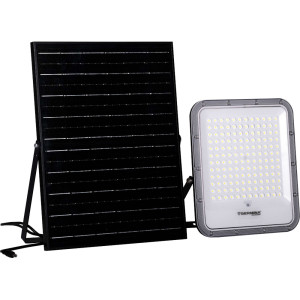 Naświetlacz LED Premium Germina Ares szary, barwa 5000K, skręcana obudowa, IP65 200W 1800lm z panelem solarnym