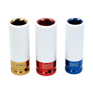 Zestaw nasadek udarowych długich do felg aluminiowych Waart W35M933 z powłoką chroniącą przed zarysowaniem 1/2" - 17/19/21mm