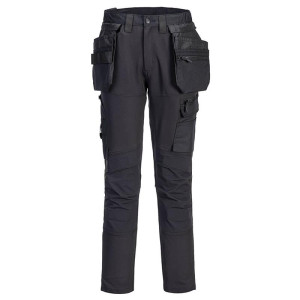 Spodnie robocze do pasa Portwest DX456BKR40 DX456 elastyczne z kaburami, czarne- rozmiar 56