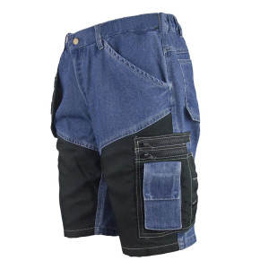 Spodenki robocze krótkie, wygodny jeans, niebiesko-czarne - rozmiar 50