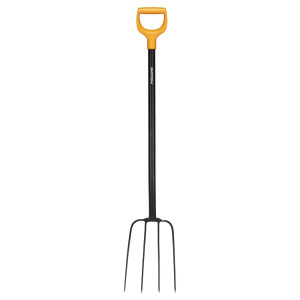 Widły gospodarcze 4-zębne 'Fiskars 1070674 Solid' z metalowym trzonkiem, profilowane