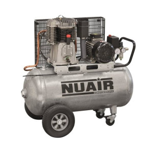 Kompresor 2-tłokowy, olejowy 'NU AIR' 4KM, 3000W, 400V, 90L, 480L/min, 11 bar z pompą NB4, profesjonalny (3 lata gwarancji) - ocynkowany + gratis klucz udarowy IMX800