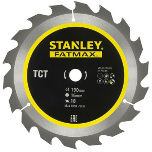 Piła tarczowa Stanley FatMax STA15370-XJ z węglikiem TCT/HM 190 x 16mm 18 zębów
