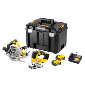 Zestaw Combo DCK2012P2T-QW: Pilarka tarczowa DCS570 + Wyrzynarka DCS334 DeWALT 18V Li-Ion 2 x 5,0ah