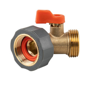 Przyłącze kątowe Bradas BRASS SOFT na kran GW 3/4" z zaworem i wyjściem na GZ 3/4" - MOSIĄDZ + antypoślizgowa powłoka BR-S2232/45