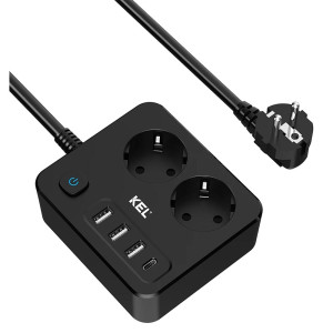 Przedłużacz Sthor 3x1,5 czarny z USB i uziemieniem
