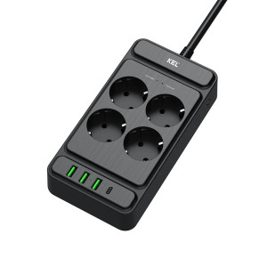 Przedłużacz KEL W-00355 z USB, 4 gniazda, 2m