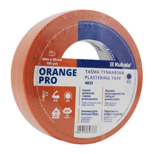Taśma elewacyjna tynkarska Kubala 4834 ORANGE PRO pomarańczowa 48mm x 50m (1/24szt.)