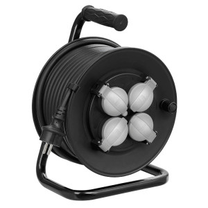 Przedłużacz bębnowy Lena Lighting 612404 z izolacją gumową IP44 4-gniazdowy 3 x 2,5mm - 25mb
