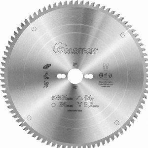 Piła tarczowa widiowa Glotech do cięcia drewna i materiałów drewnopochodnych 305 x 30 x 3,2/2,0 84z GS-5 z otworami Combo do pilarek ukosowych