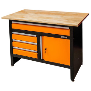 Stół warsztatowy Waart W39M602 115 x 60 x 84cm, blat 25mm, 4 szuflady i szafka