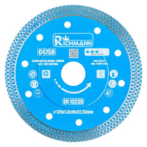 Tarcza diamentowa Richmann C4759 cienka, do cięcia ceramiki 125 x 1,3 x 22,23 mm