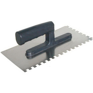 Paca nierdzewna zębata z uchwytem plastikowym 270 x 130mm, ząb 4 x 4mm