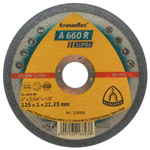Tarcza do cięcia metalu Klingspor 328906 Inox (metale, stal nierdzewna) płaska Supra A660R 125 x 1,0 x 22