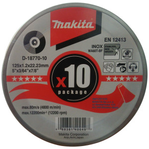 Tarcza do cięcia metalu Makita D-18770-10 Inox (metale, stal nierdzewna) płaska 125 x 1,2 x 22 (10szt.)