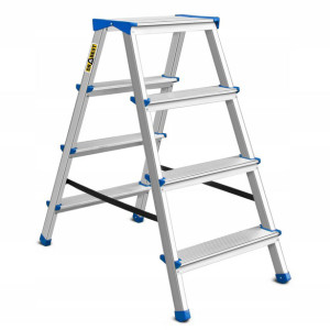 Drabina aluminiowa dwustronna - taboret 'Drabest AL-DD4-N-CZ-M' 2 x 4 0,8m, nośność 150 kg