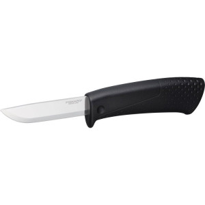 Nóż konstruktorski 'Fiskars 1023617' z wbudowaną ostrzałką (czarny) 21,5cm