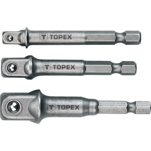 Zestaw redukcji 'Topex 38D151' z uchwytu sześciokątnego 1/4' na nasadki 1/4", 3/8" i 1/2"