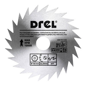 Piła tarczowa do drewna Drel TCV-1202 (bez spieku) 125mm x 22,2 x 24 zęby