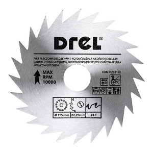 Piła tarczowa do drewna Drel TCV-1102 (bez spieku) 115mm x 22,2 x 24 zęby