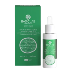 BasicLab ESTETICUS Serum z Niacynamidem 5%, Prerbiotykiem 5% Zmniejszające Niedoskonałości -  30 ml