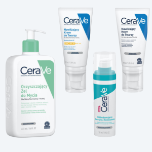 CERAVE Zestaw Skóra Mieszana Oczyszczający żel do mycia do skóry normalnej i tłustej - 473ml + Odbudowujące Serum z Retinolem - 30ml + Nawilżający krem do twarzy do skóry suchej i normalnej -