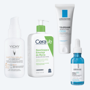 Zestaw Nawilżenie Skóry CERAVE Emulsja Do Mycia Twarzy - 473ml + LA ROCHE-POSAY Serum Przeciwzmarszczkowe - 30ml + LA ROCHE-POSAY Krem Nawilżająca Pielęgnacja Prebiotyczna - 40ml + VICHY Flui