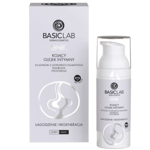 BASICLAB DERMOCOSMETICS INTIMIS  KOJĄCY OLEJEK INTYMNY Z 5% ESTRÓW Z OSTROPESTU PLAMISTEGO, BISABOLOLEM I FITOSTEROLAMI, ŁAGODZENIE I REGENERACJA 50 ML