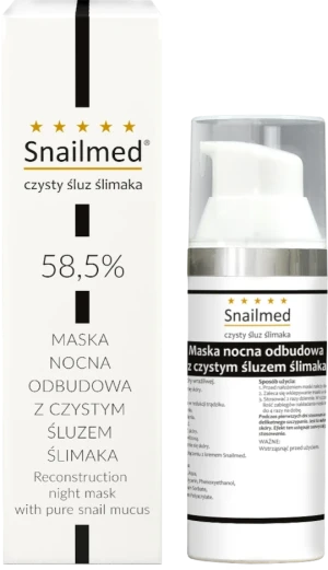SNAILMED Maska Do Twarzy Z Kwasem Hialuronowym Na Noc, Na Bazie Śluzu Ślimaka 58% - 30 ml