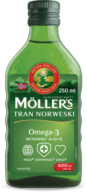 MÖLLER'S TRAN NORWESKI MÓZG-ODPORNOŚĆ-SERCE Omega-3 Naturalny - 250ml