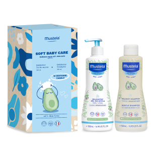 MUSTELA Zestaw Soft Baby Care: Delikatny żel do mycia - 500ml + Delikatny szampon - 500ml