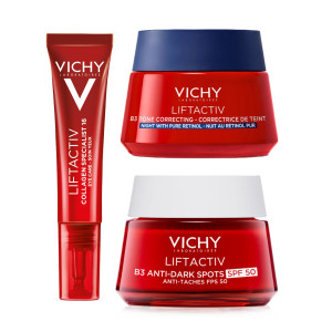 VICHY LIFTACTIV – Zestaw Przeciw Przebarwieniom i Zmarszczkom Dzień + Noc + Oczy (2x50ml + 15ml)