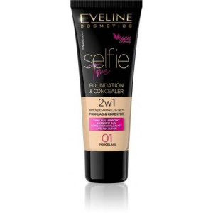 Eveline Cosmetics Selfie Time Foundation & Concealer kryjąco-nawilżający pokład i korektor 01 Porcelain 30ml